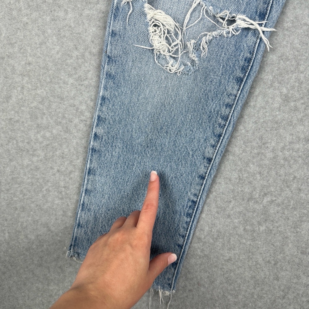 Garage Denim Mom Jeans Womens 00 Distressed Ripped Mid Rise Blue Denim Casual - Picture 3 of 14
